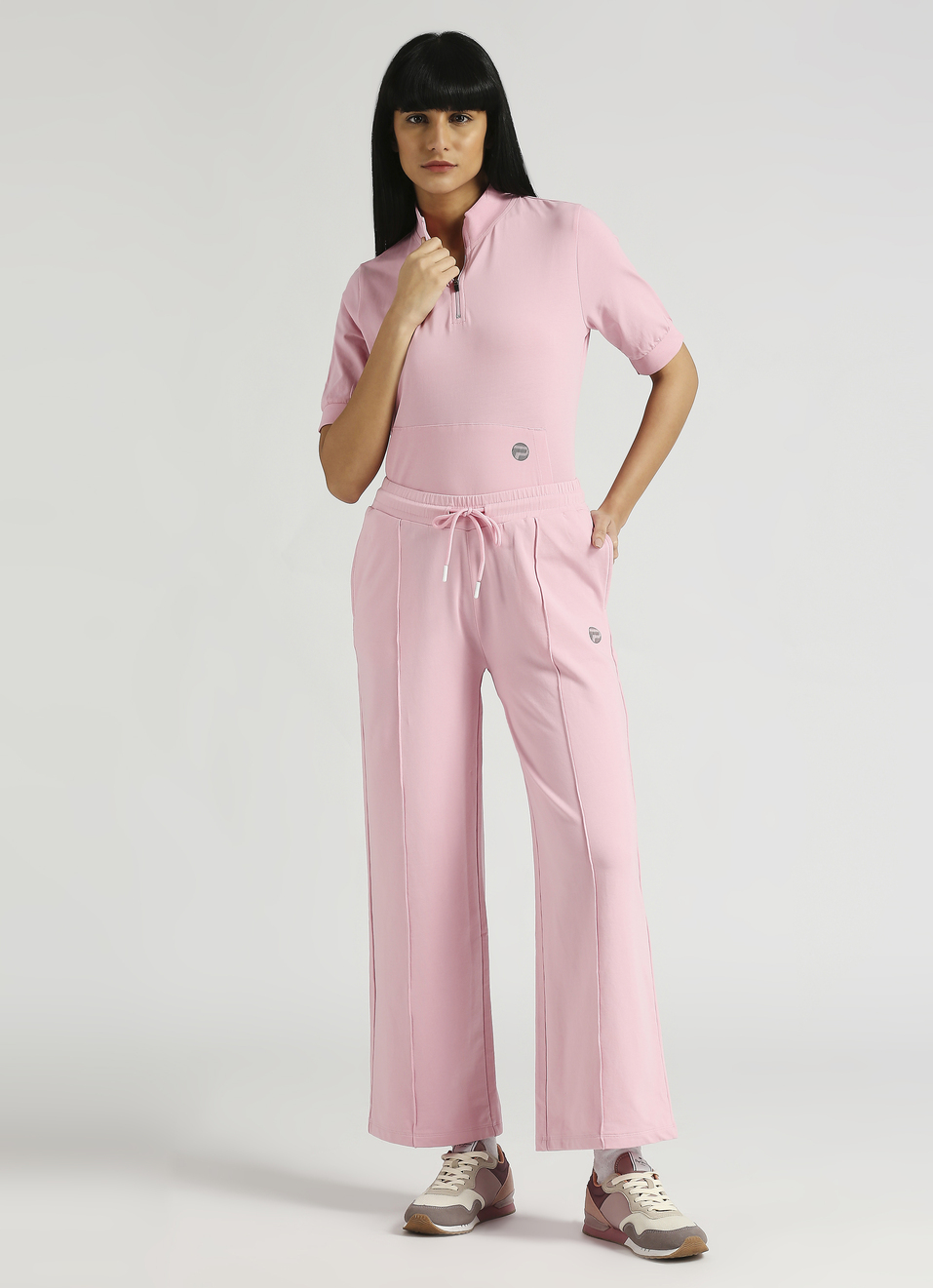 Pink Comfort Fit Wide Leg Joggers, , large image number 0