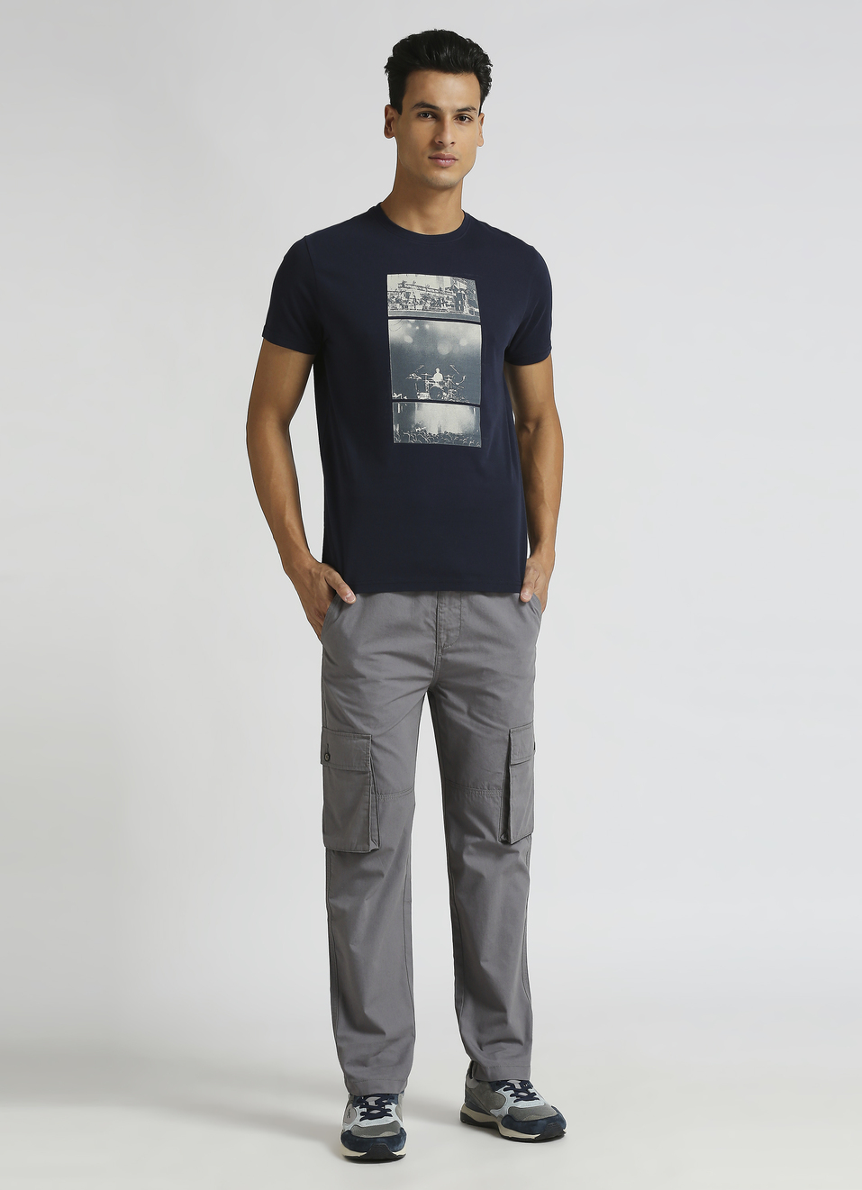 Navy Photographic Print Short Sleeve T-shirt, , large image number 3