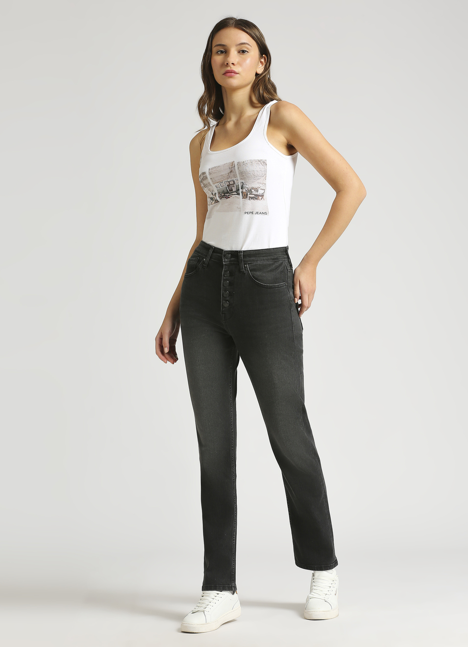 Mary Black High Waist Straight Fit Jeans, , large image number 0