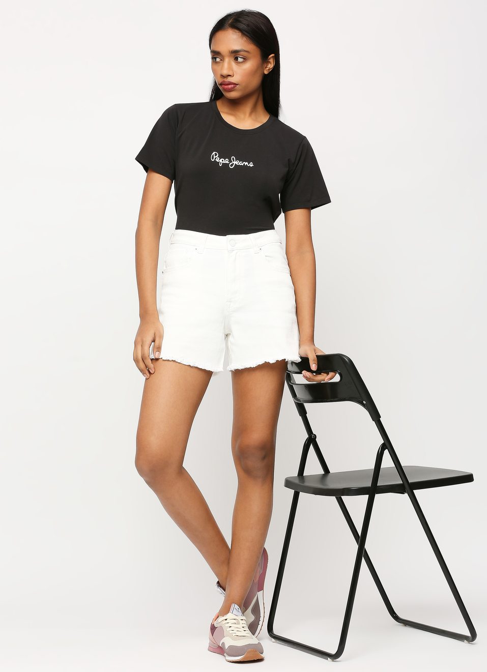 Rachel White High Rise Regular Fit Shorts, , large image number 0