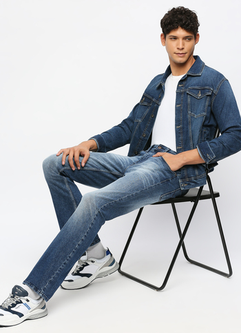 Dark Blue Mid Rise Bootcut Jeans