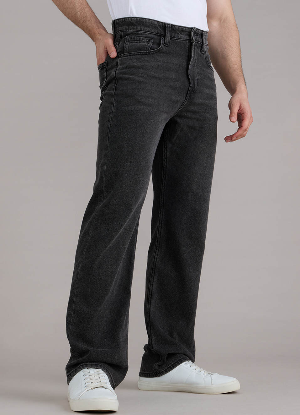 Men Grey Straight Fit Mid Rise Jeans, , large image number 0
