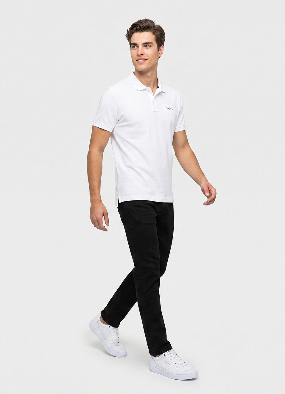 Men White Solid Short Sleeves Polo, , large image number 5