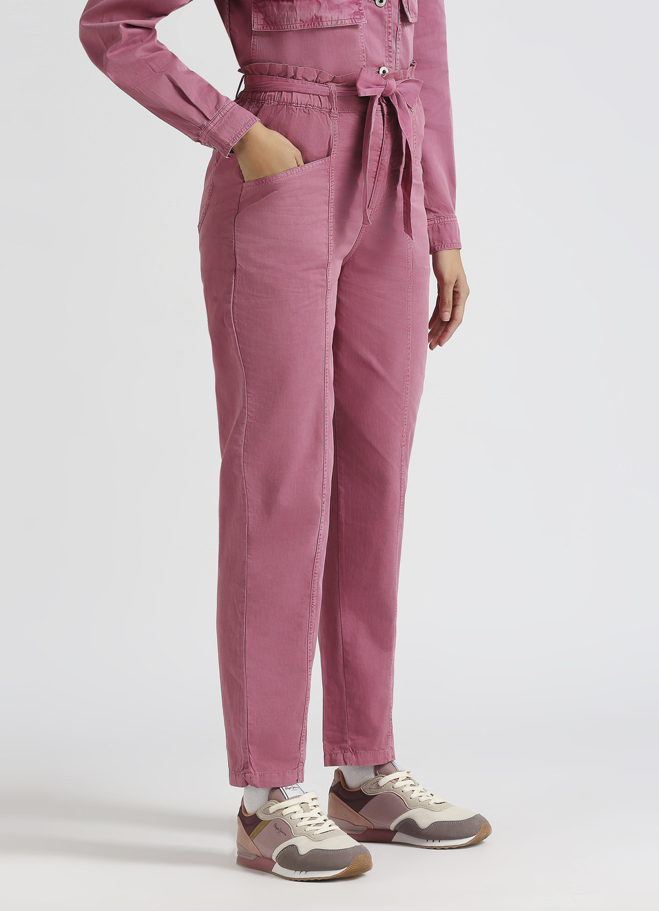 Pink Overdyed High Waist Comfort Fit Pants, , large image number 3