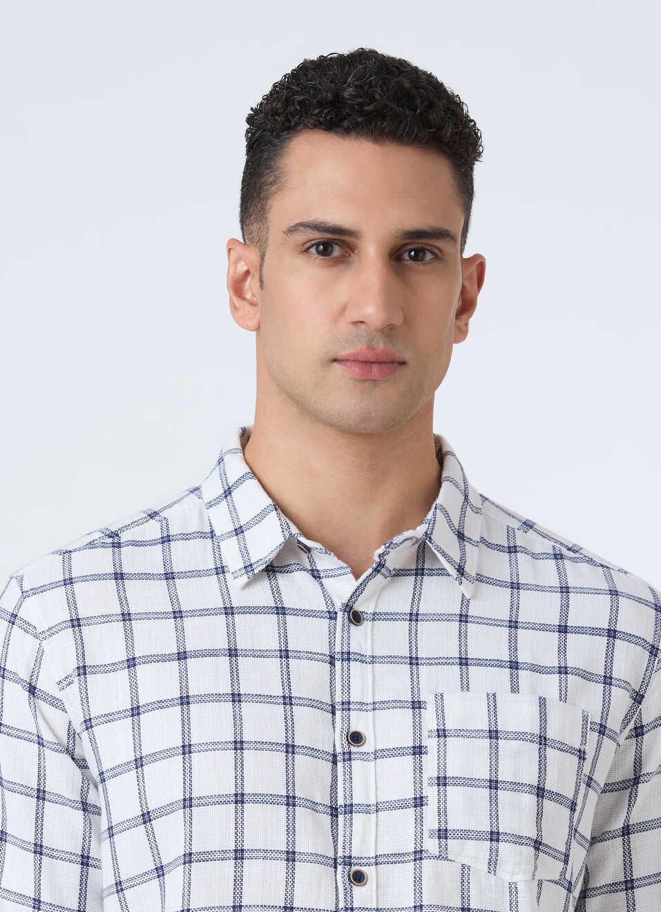 Men White Check Full Sleeve Shirt, , large image number 4