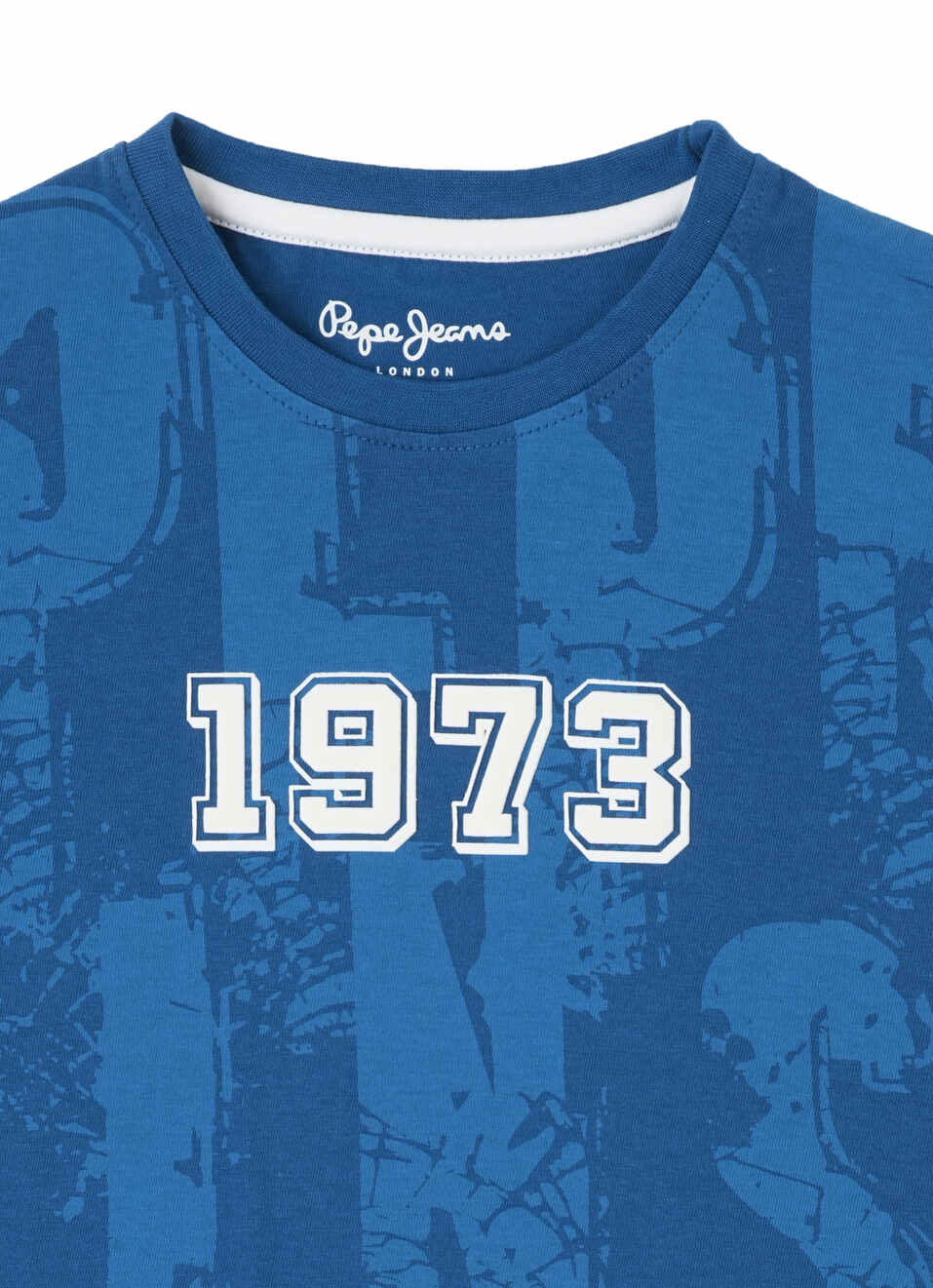 Boys Royal Blue Distressed Brand Print Short Sleeve T-shirt, , large image number 2