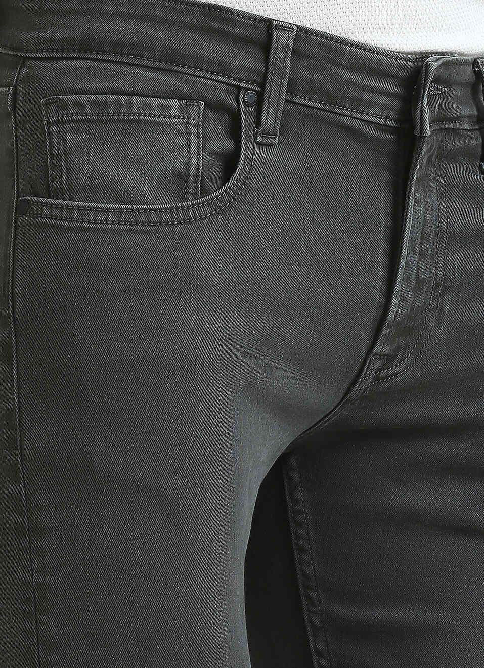 Vapour Green Mid Waist Jeans, , large image number 4