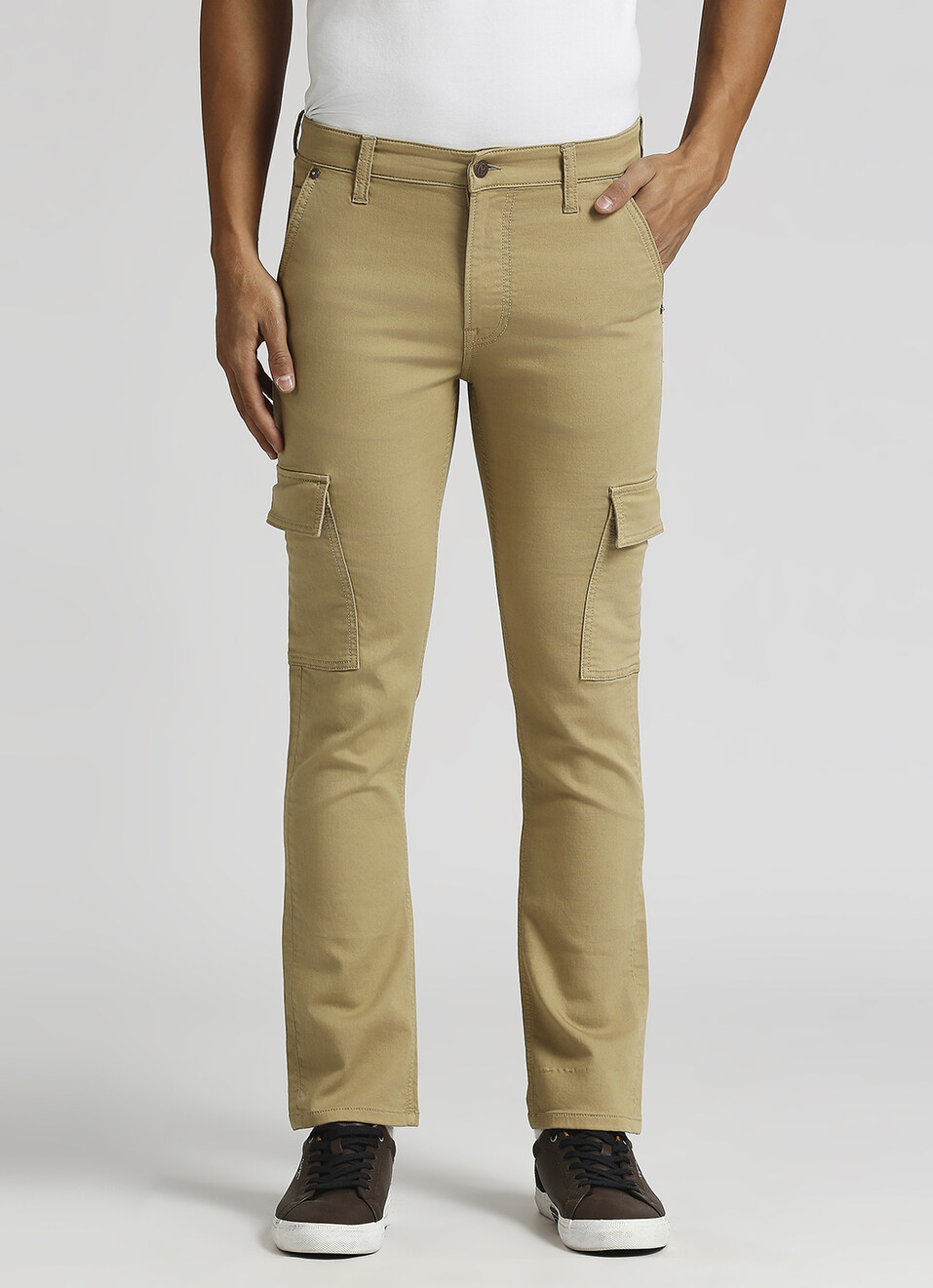 Cargo Straight Mid Rise Green Tinted Jeans, , large image number 6