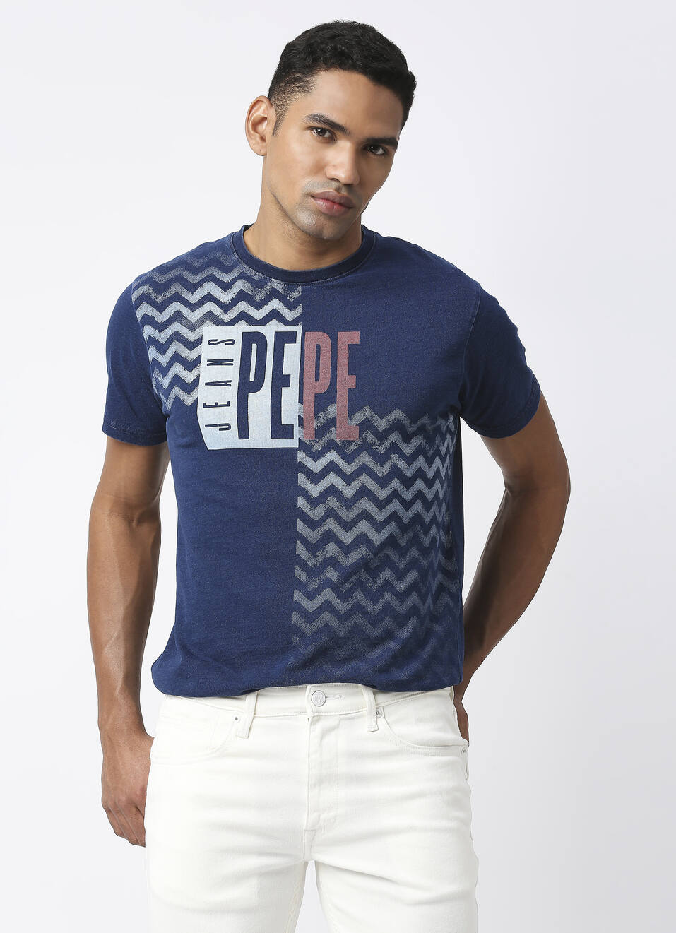Rodney Graphic Printed Indigo Tee, , large image number 0