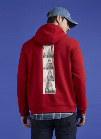 Red Back Print Full Sleeve Oversized Sweatshirt
