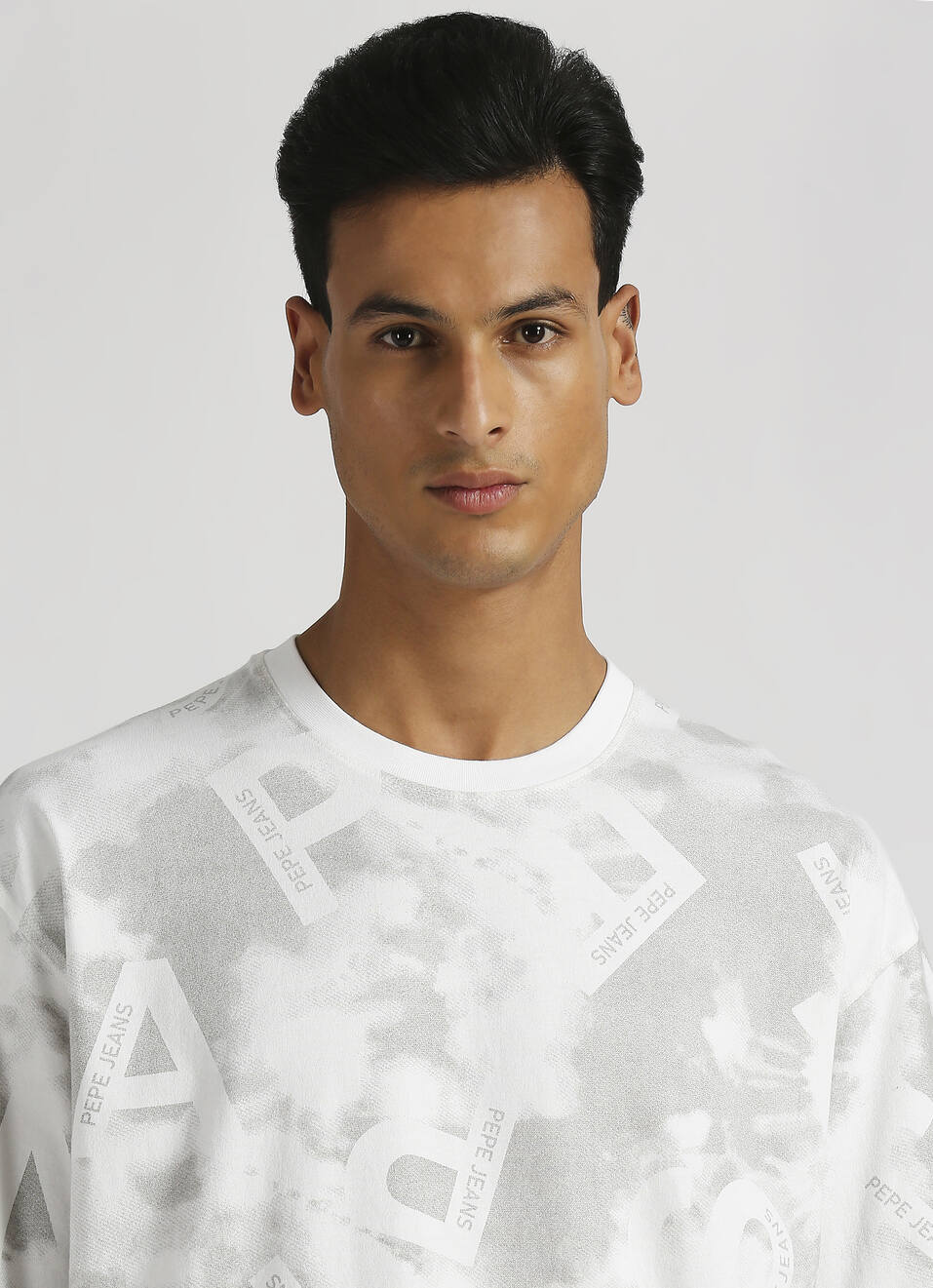Light Grey Typographic Print Short Sleeve Oversized T-shirt, , large image number 4