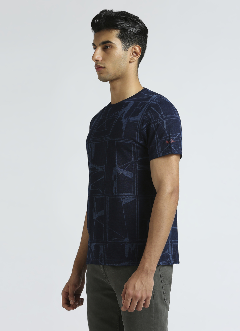 Blue Laser Print Short Sleeved T-shirt, , large image number 3