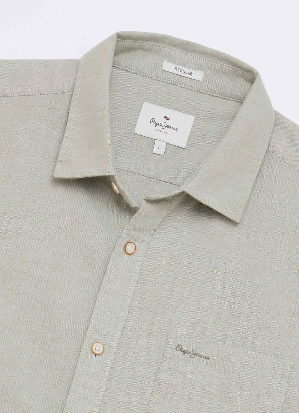 Men Olive Green Solid Oxford Long Sleeve Shirt, , large image number 6