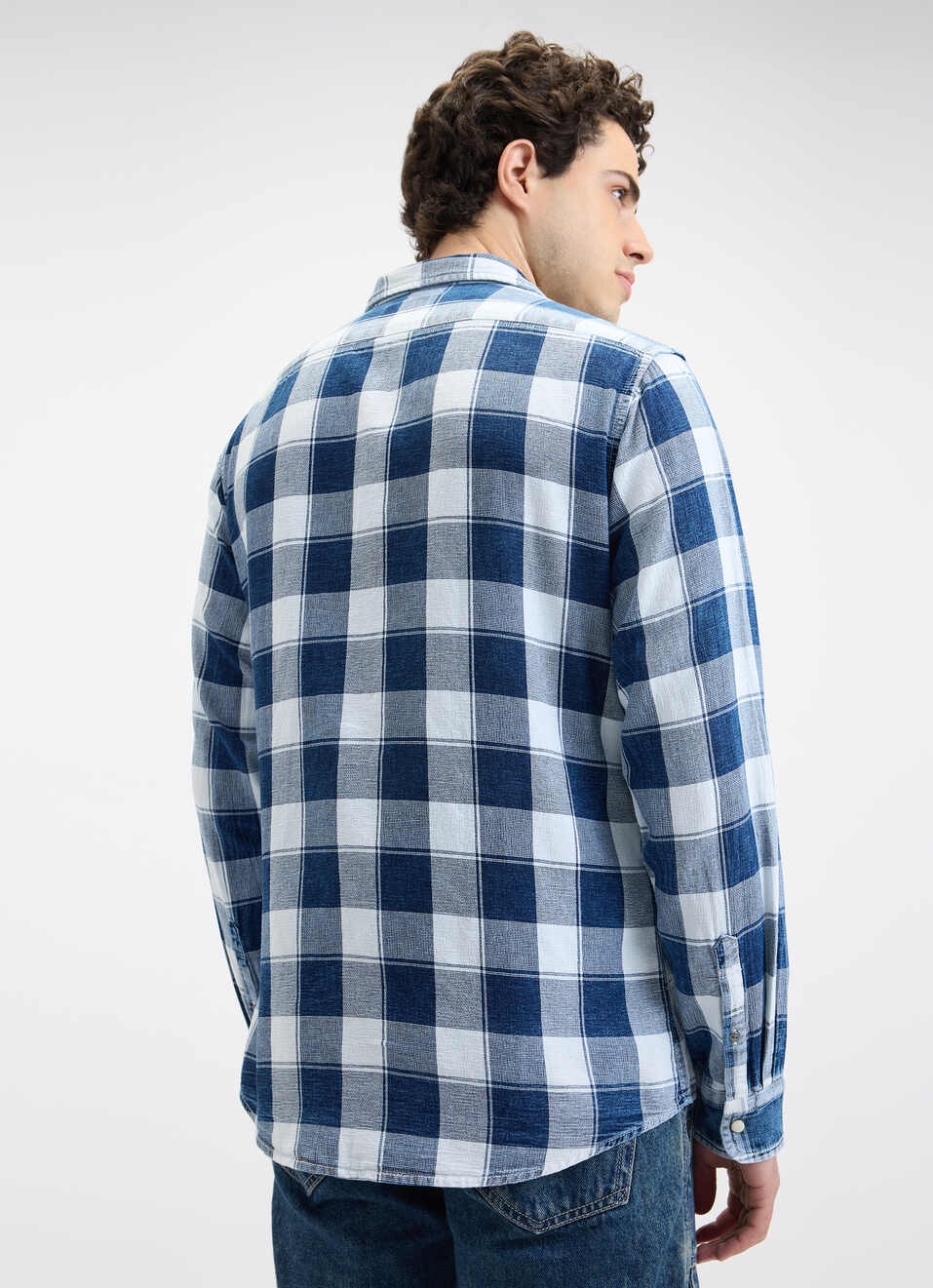 Men Blue Check Full Sleeve Shirt, , large image number 2