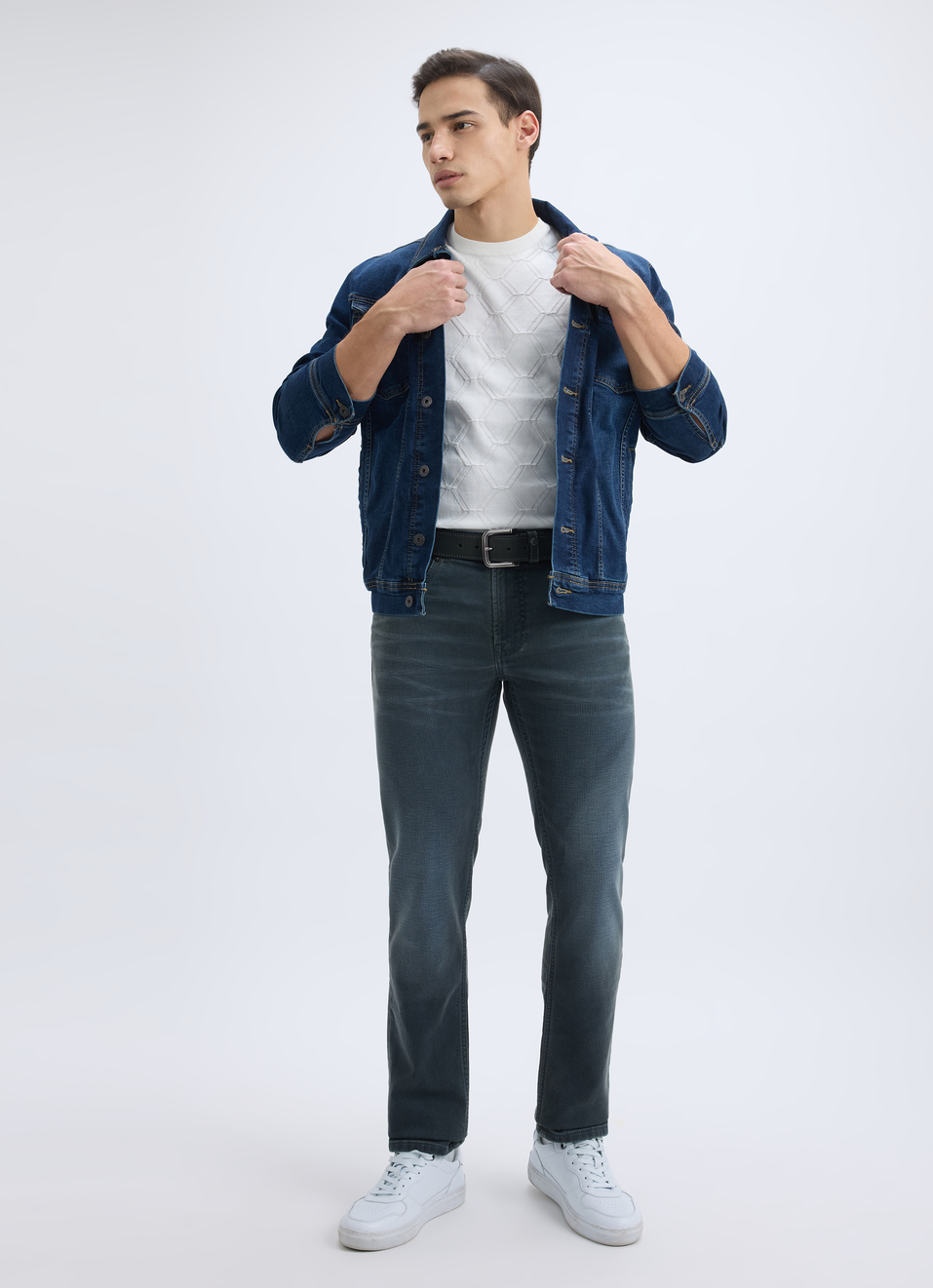 Men Dark Blue Mid Rise Slim Jeans, , large image number 5