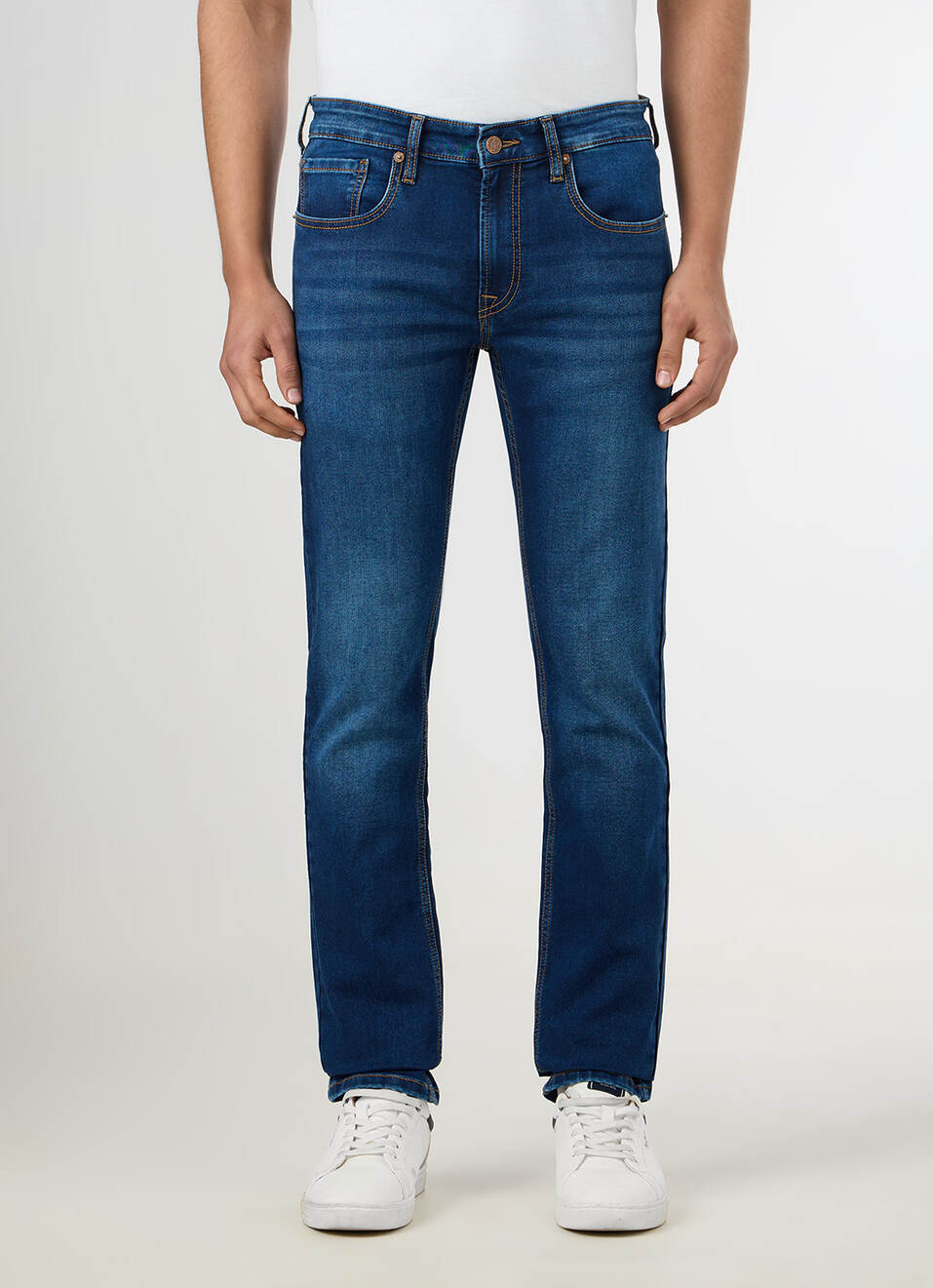 Men Blue Mid Rise Slim Fit Jeans, , large image number 2