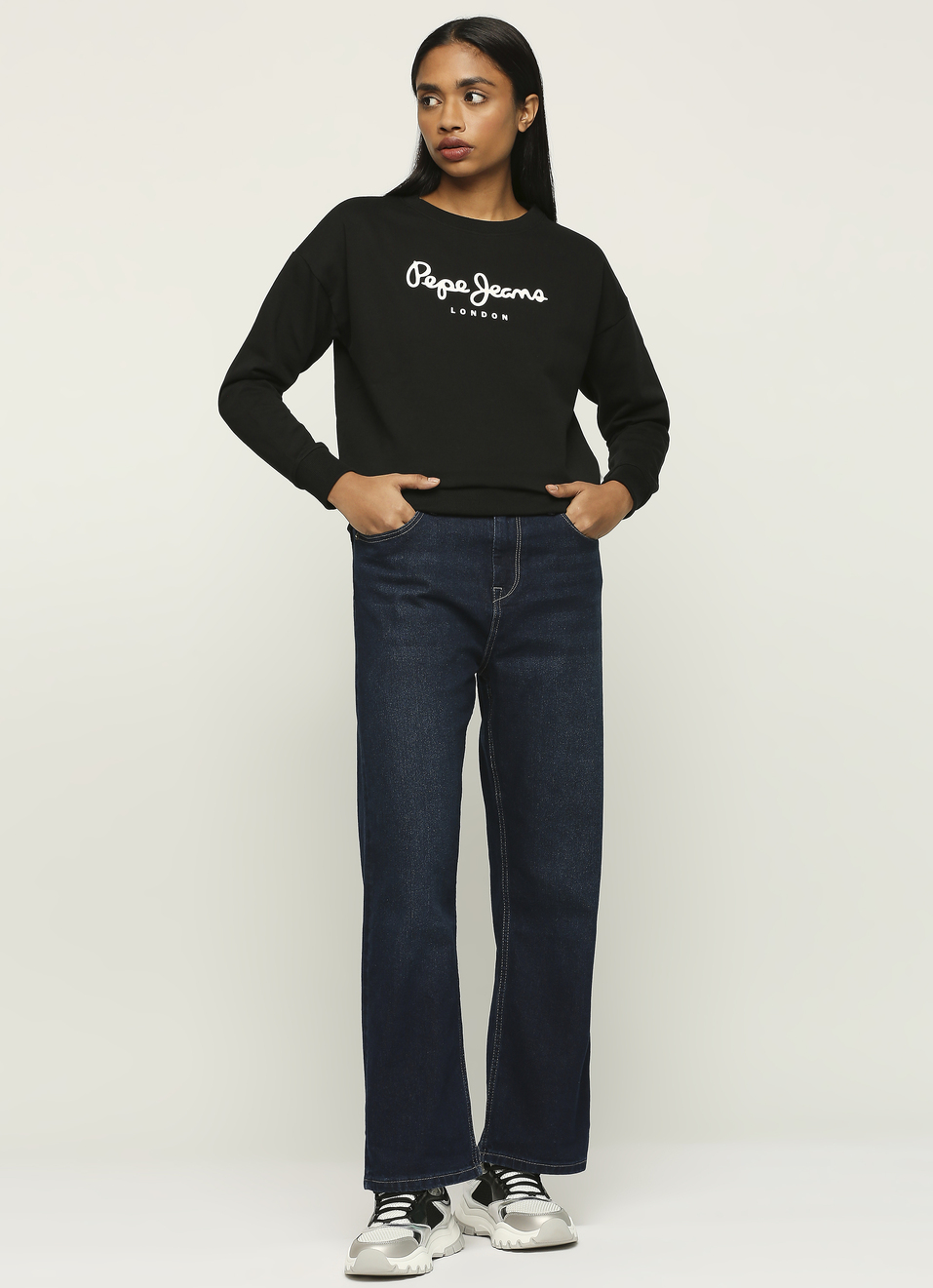 Black Printed Long Sleeve Sweatshirt, , large image number 5