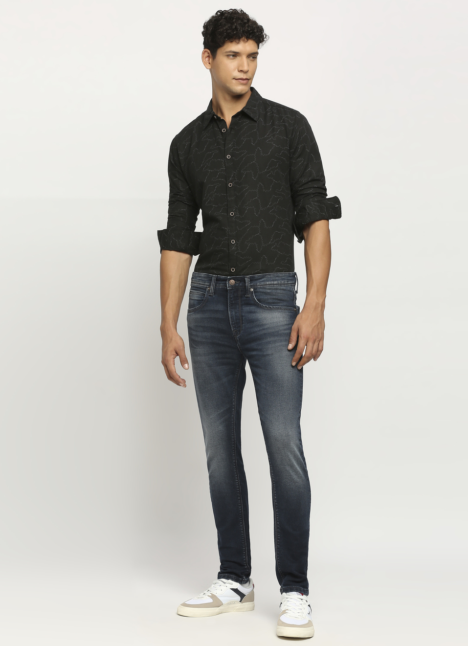 Black Printed Long Sleeve Shirt, , large image number 7