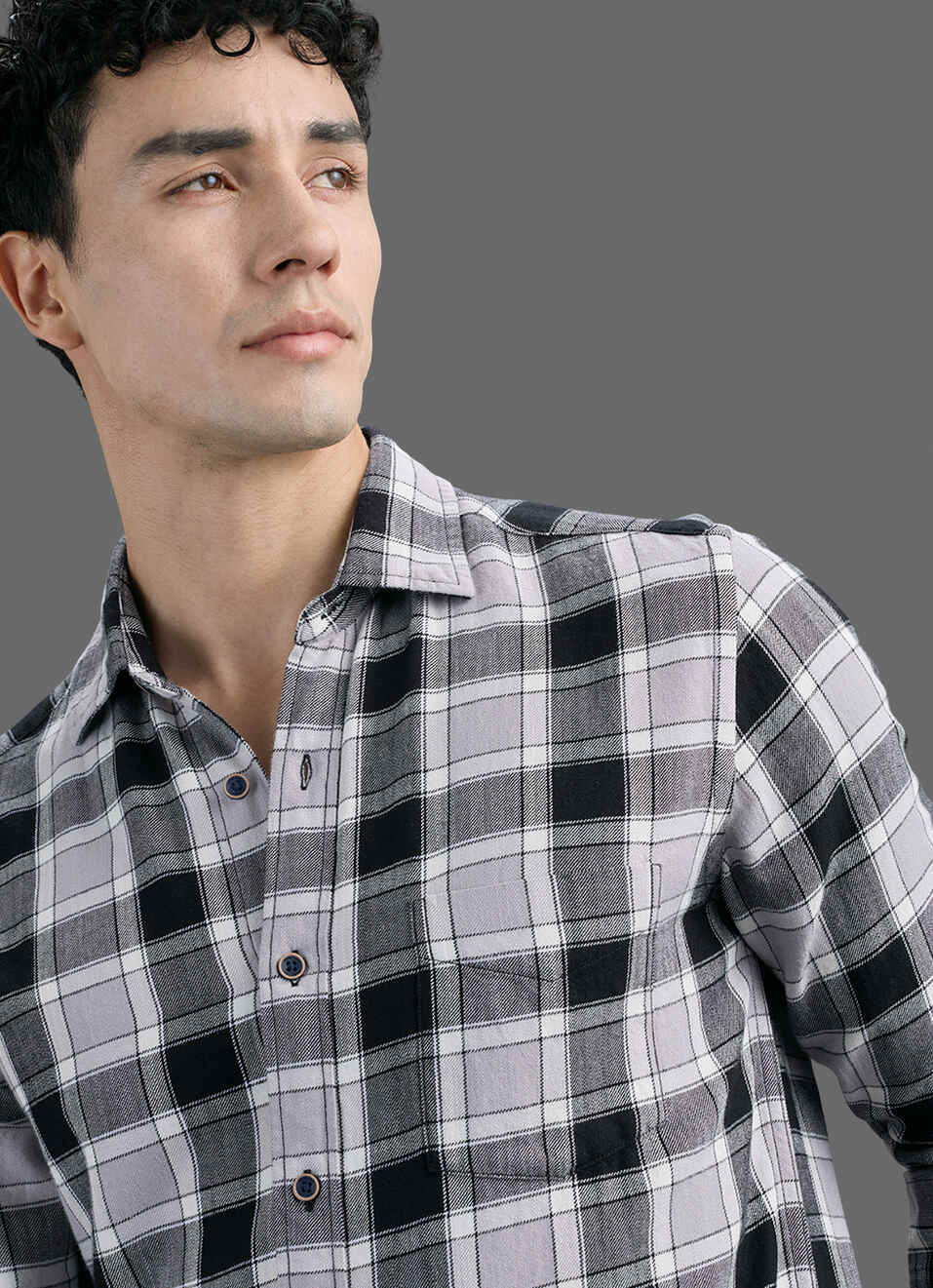 Men Black Checked Long Sleeve Shirt, , large image number 4