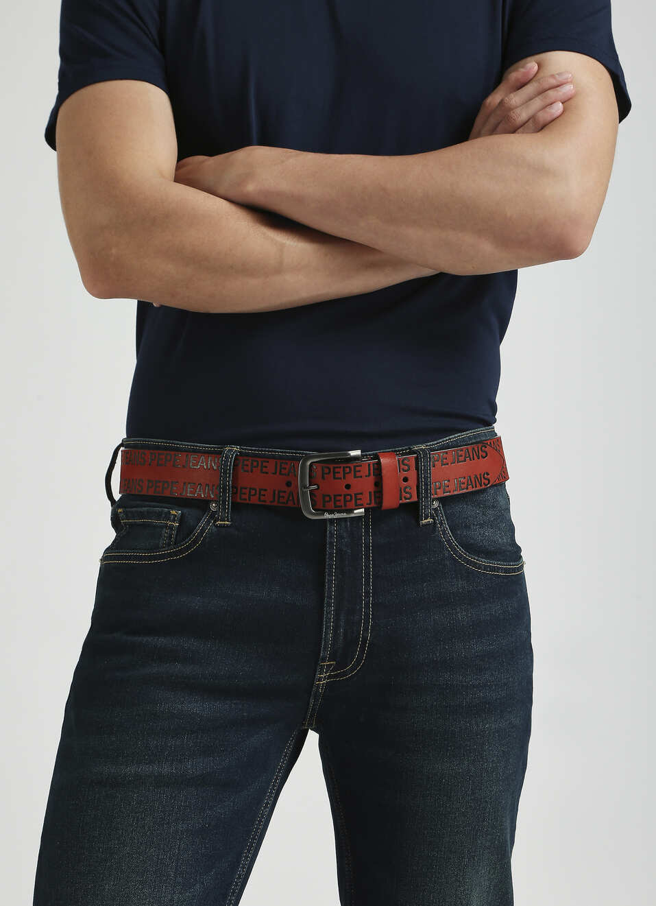 Brown Embossed Leather Belt, , large image number 4