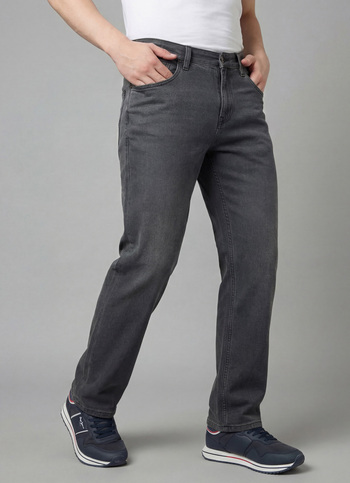 Men Grey Relaxed Fit Mid Rise Baggy Jeans 