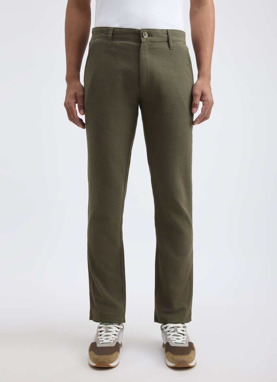 Men Green Mid Rise Chinos, , large image number 1