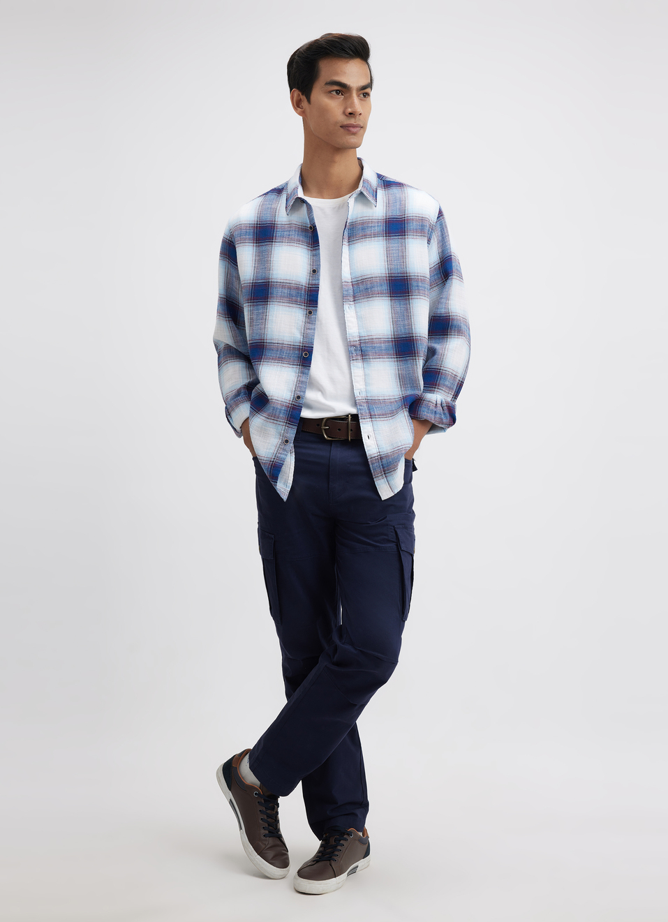 Men Blue Check Full Sleeve Shirt, , large image number 5