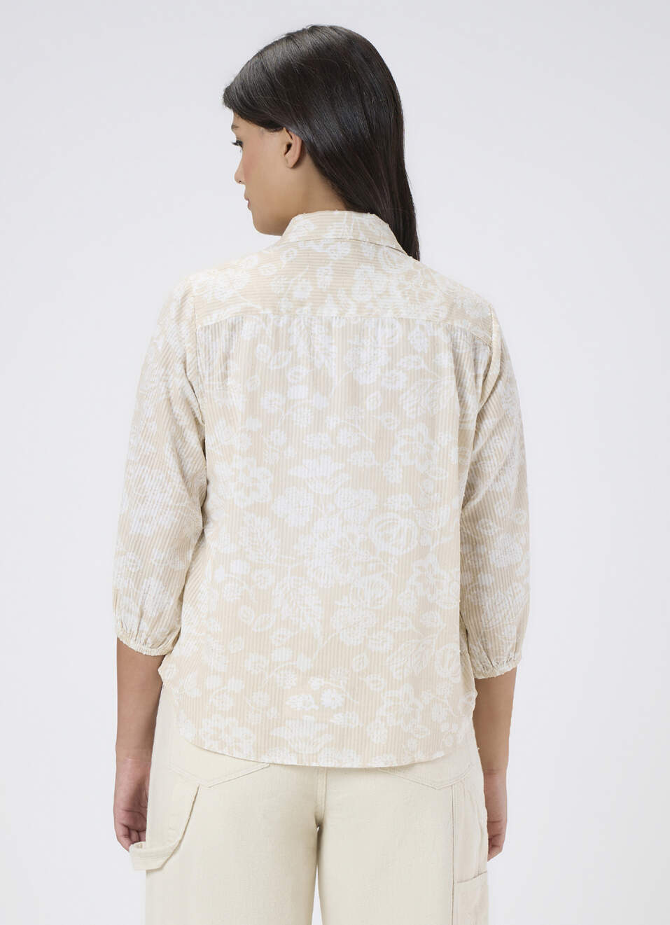 Women Beige Printed Regular Fit Shirt, , large image number 2