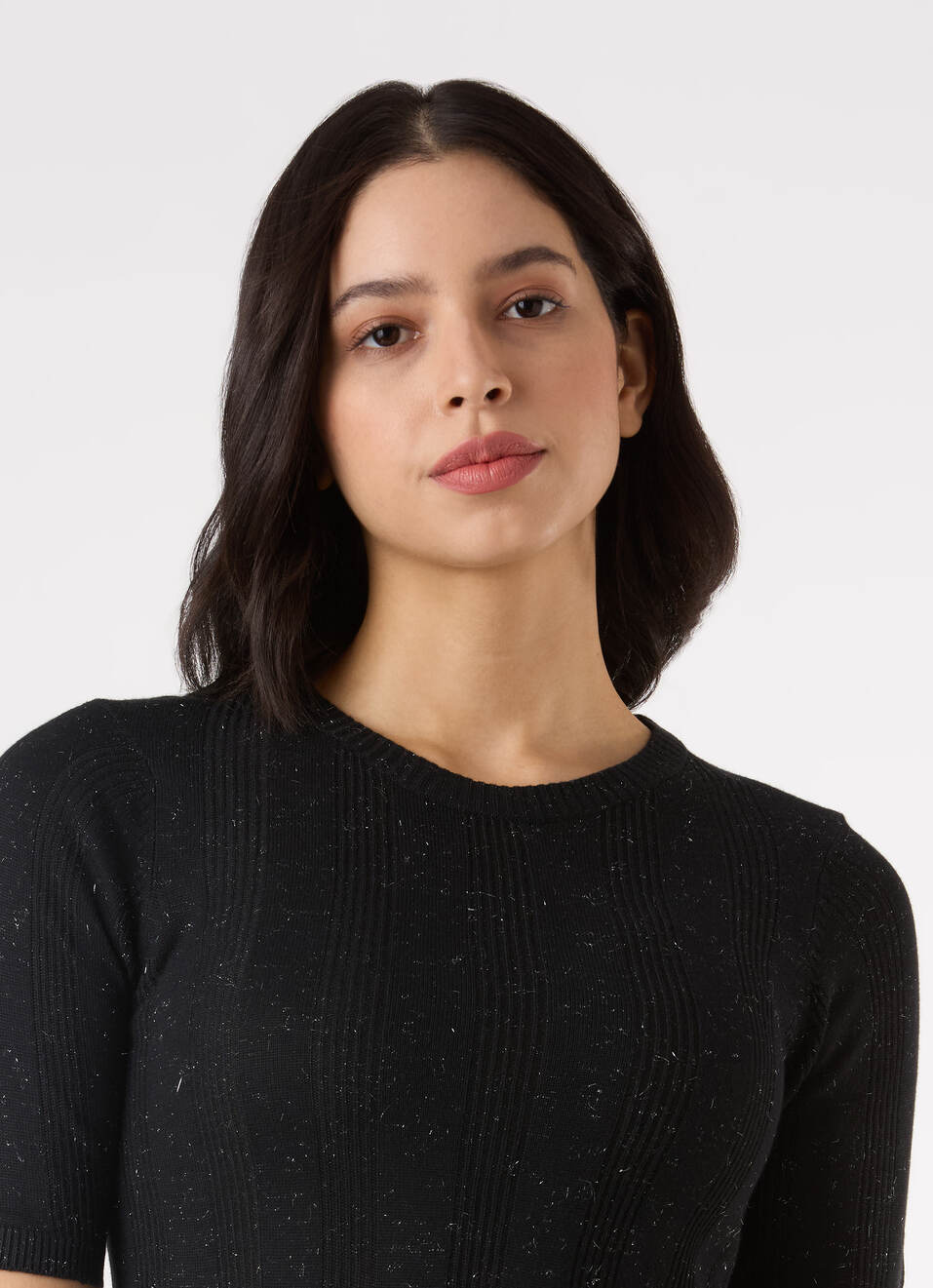 Women Black Textured Regular Half Sleeve Top, , large image number 4
