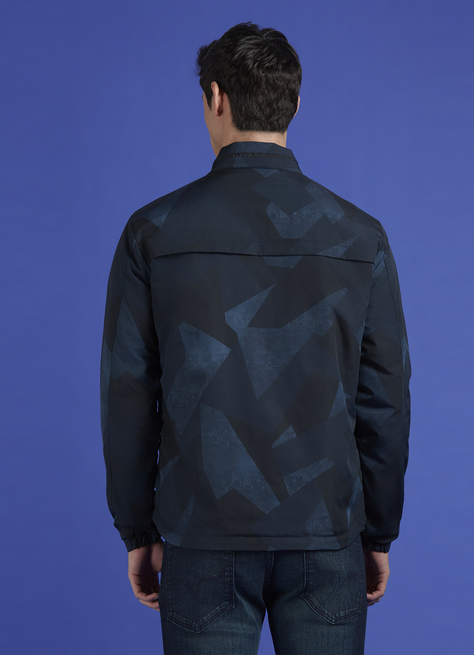 Black Abstract Print Full Sleeve Lightweight Jacket, , large image number 2