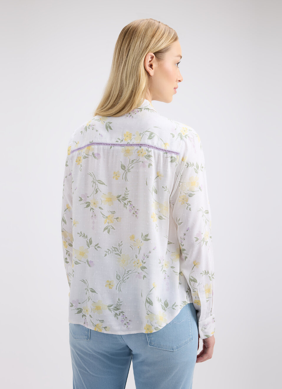 Women Yellow Floral Print Full Sleeve Shirt, , large image number 2