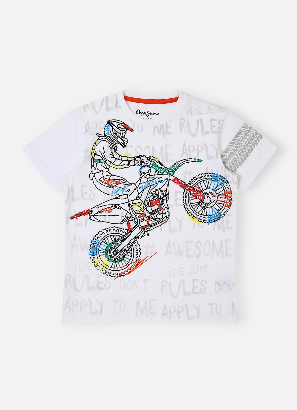 Boys White Graphic Print Short Sleeve T-shirt, , large image number 0