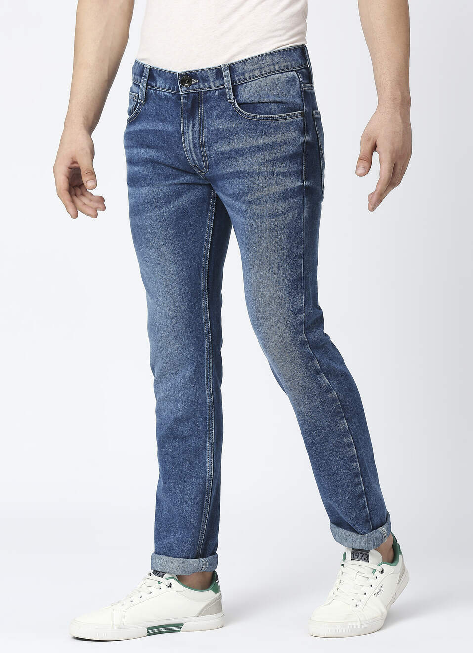 Vapour Blue Mid Rise Slim Fit Jeans, , large image number 3
