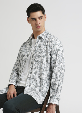 Mint Tropical Print Premium Long Sleeve Shirt