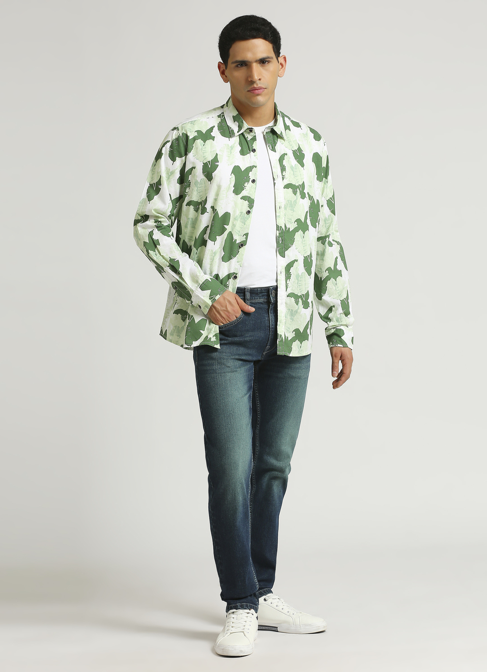 Green All Over Printed Long Sleeve Shirt, , large image number 3