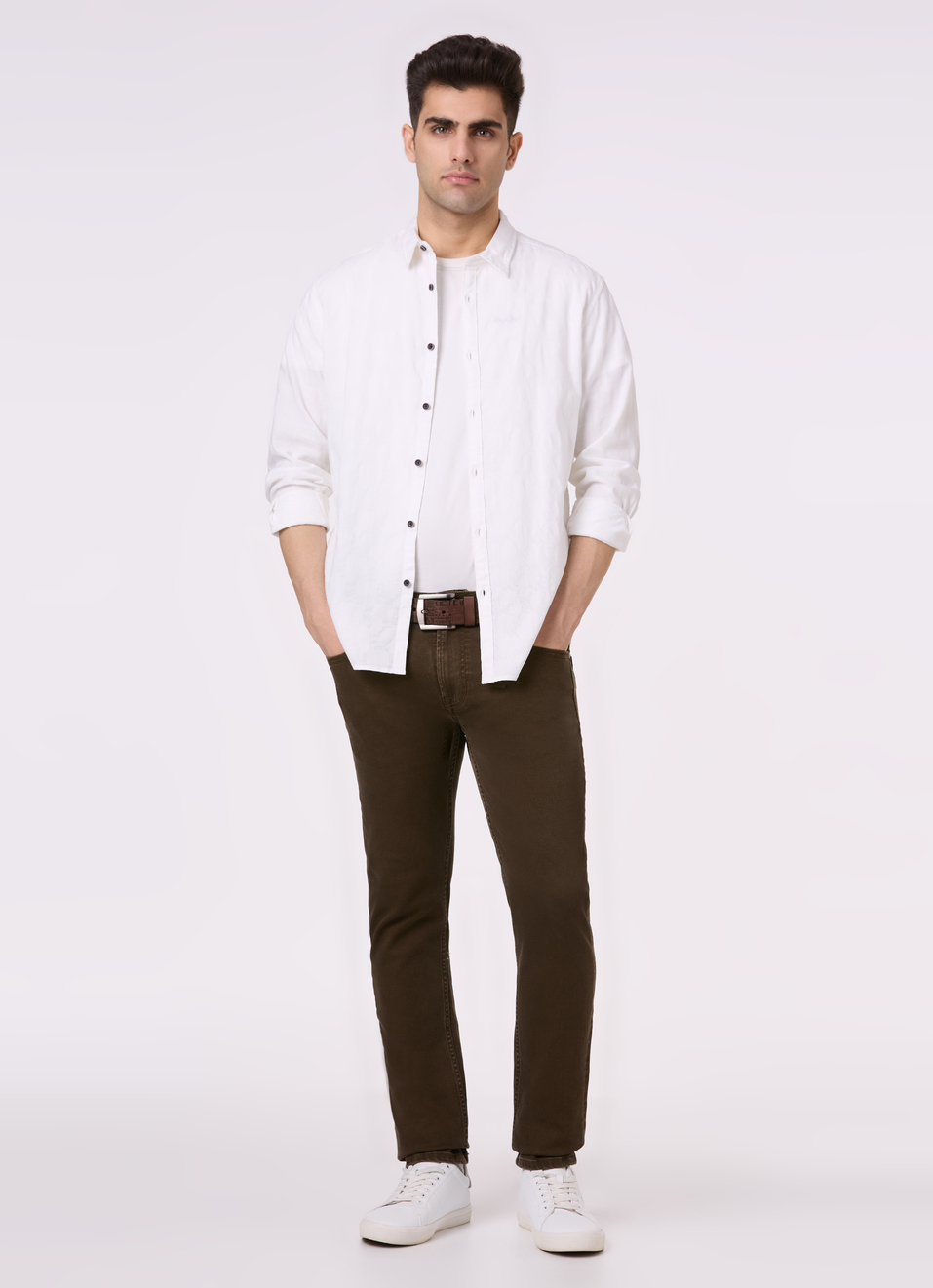 Men Light Brown Structured Full Sleeve Shirt, , large image number 5