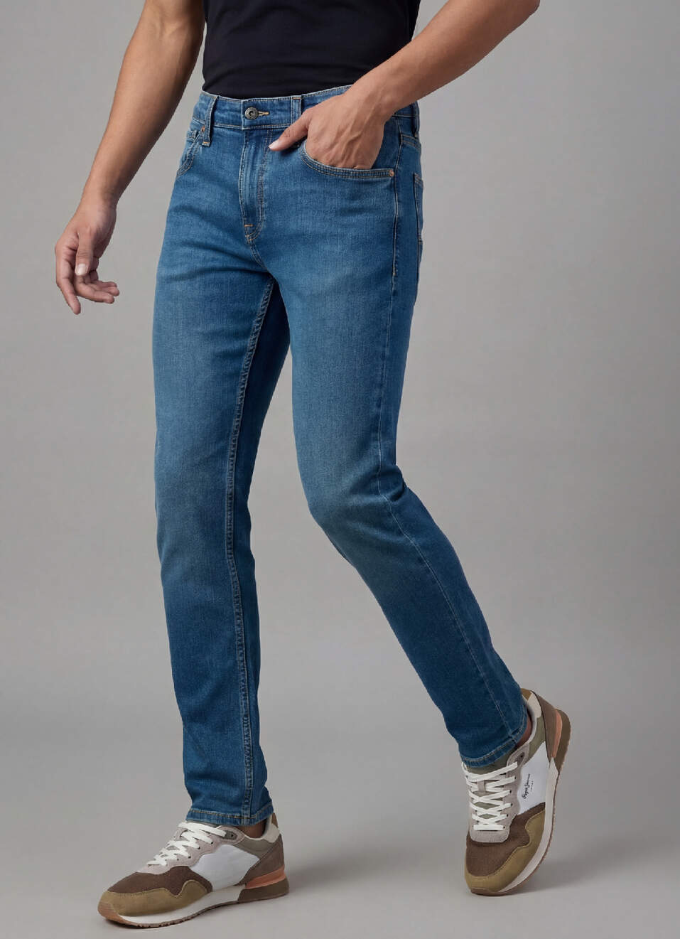 Men Blue Slim Fit Mid Rise All-climate Stretchable Jeans, , large image number 0