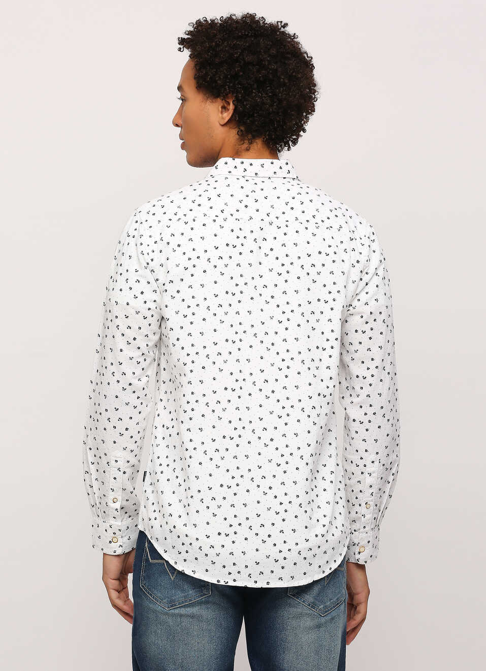 White All Over Printed Long Sleeve Shirt, , large image number 2