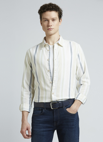 Beige Stripes Full Sleeve Shirt