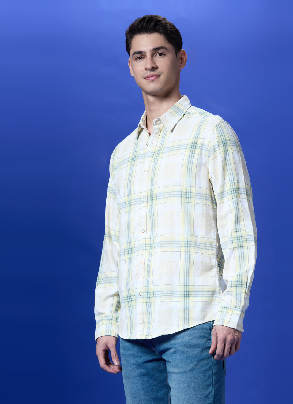 Beige Check Full Sleeve Shirt, , large image number 3