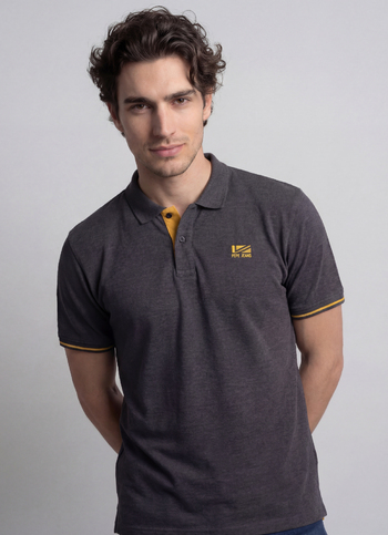 Men Grey Solid Short Sleeves Polo