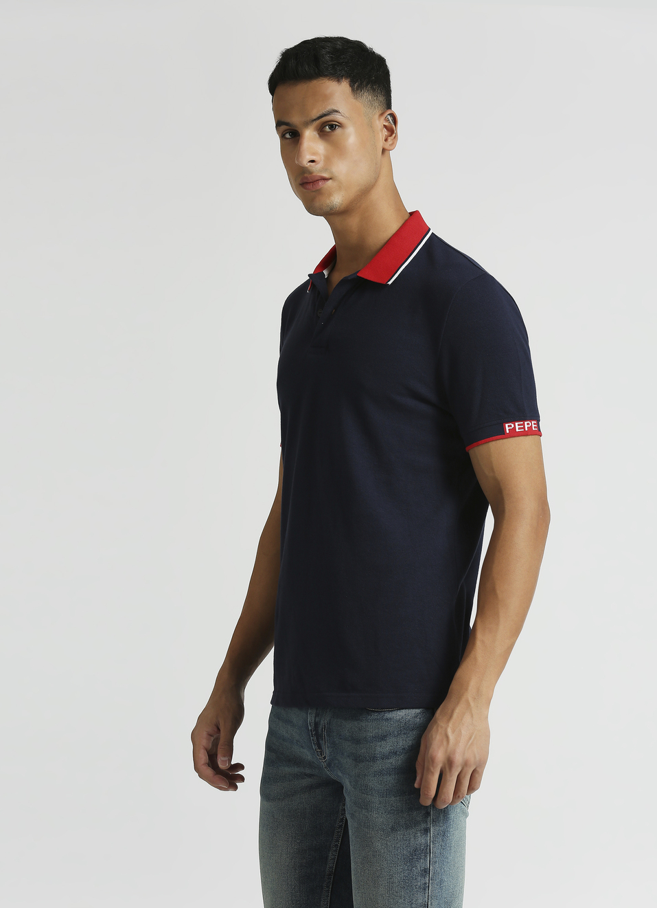 Navy Solid Short Sleeve Polo, , large image number 2