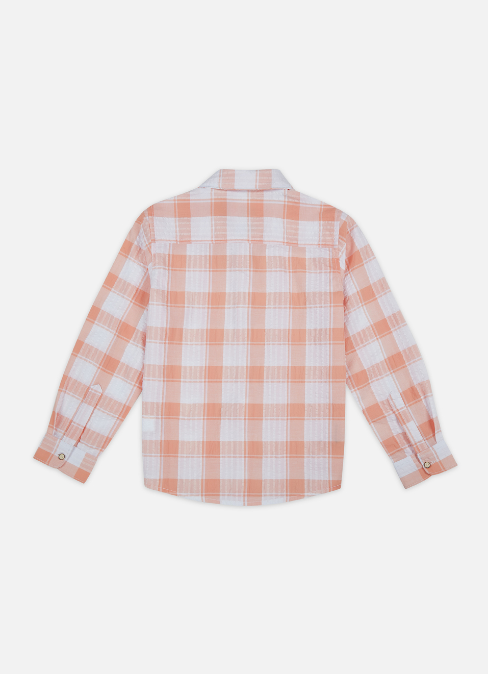 Boys Peach Check Full Sleeve Shirt, , large image number 1
