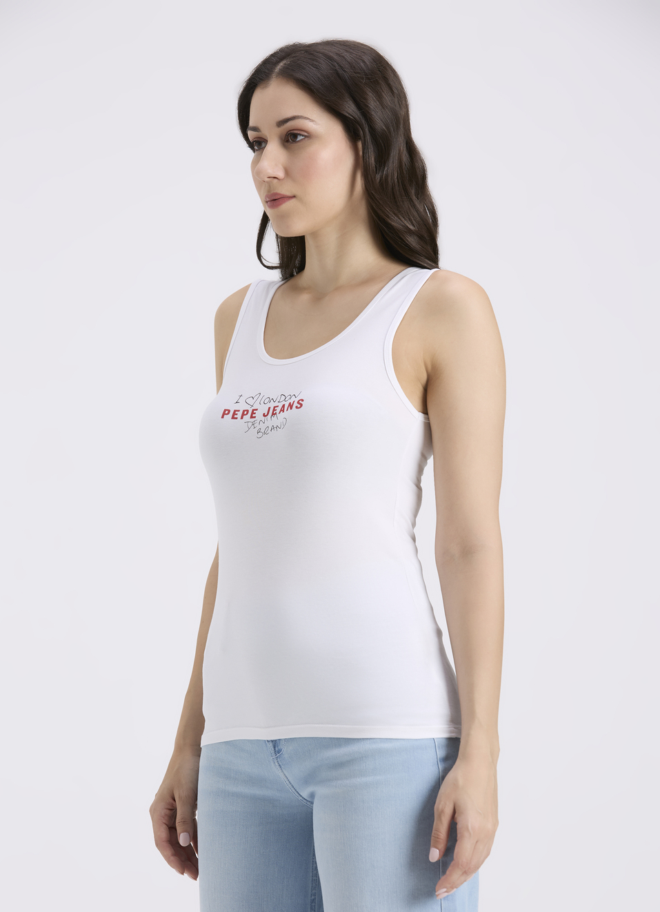 Women White Graphic Print Sleeveless Tank Top, , large image number 3