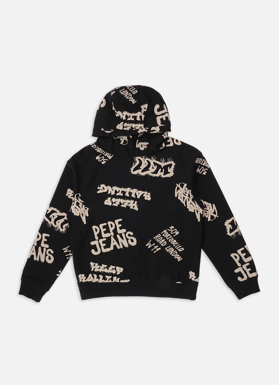 Boys Black Printed Full Sleeve Oversized Sweatshirt, , large image number 0