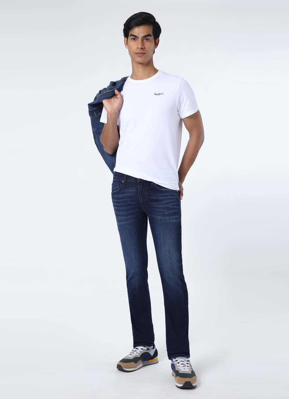 Men Dark Blue Mid Rise Slim Fit Stretchable Jeans, , large image number 0