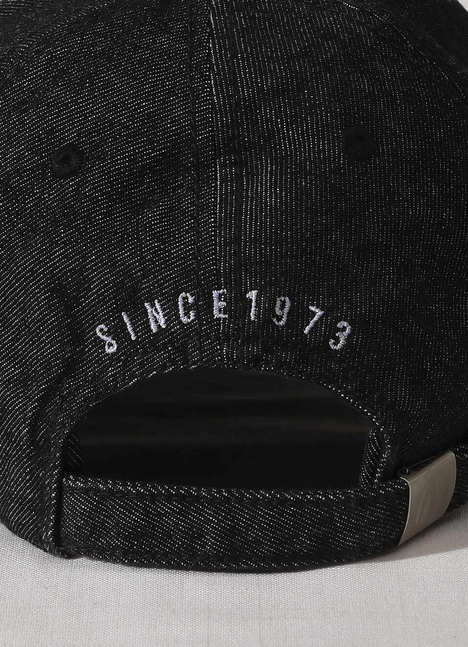Black Embroidered Denim Cap, , large image number 4