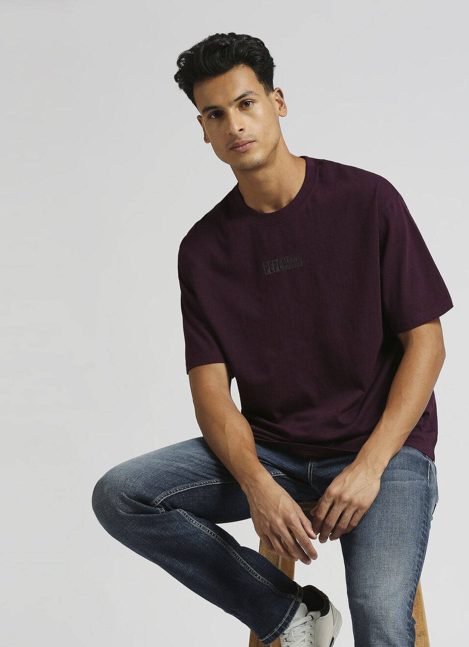 Purple Logo Print Oversized Short Sleeve T-shirt, , large image number 0