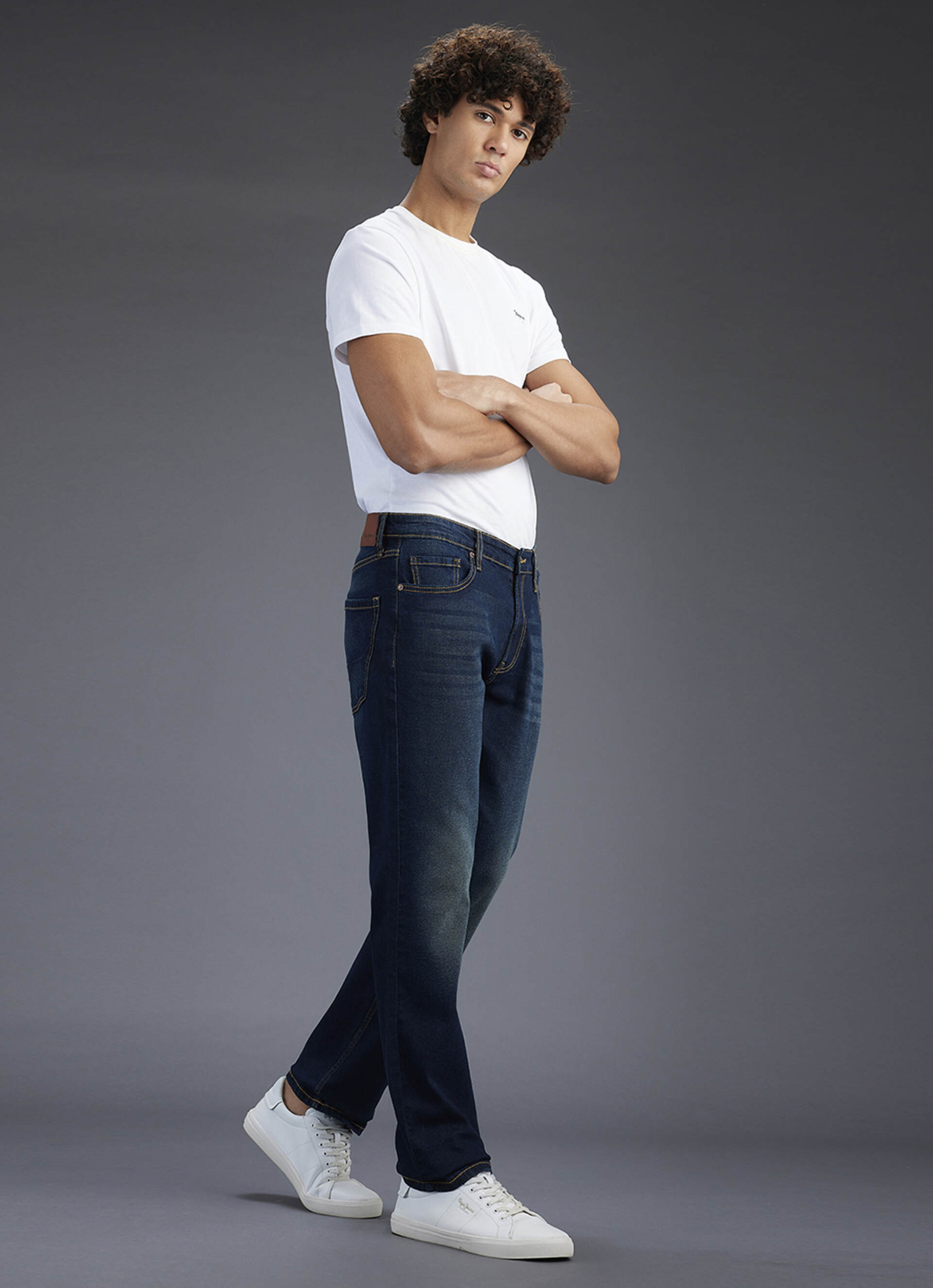 Men Blue Straight Fit Mid Rise Stretchable Jeans, , large image number 10