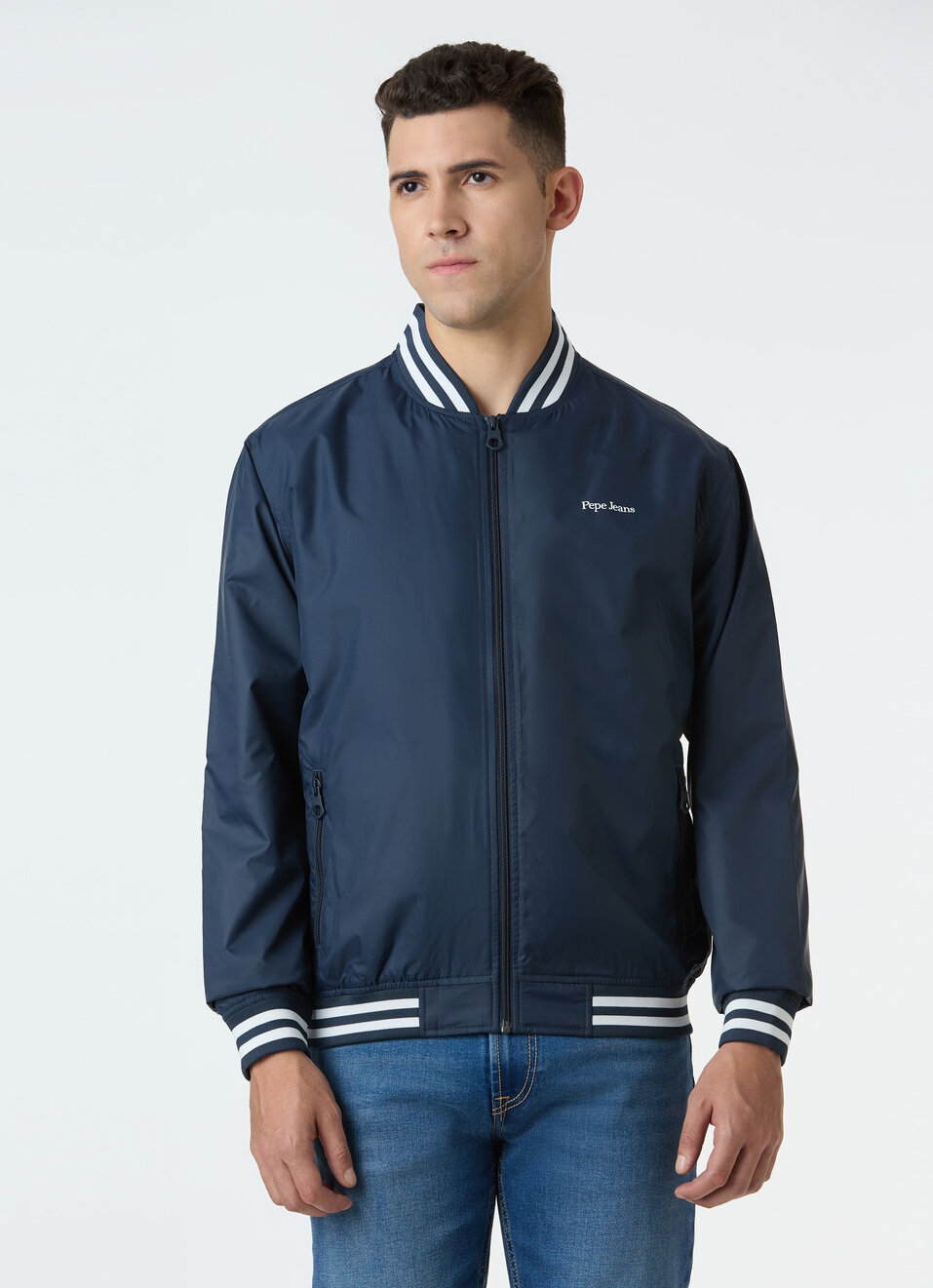 Men Navy Full Sleeve Lightweight Jacket, , large image number 1